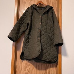 Beaton Linen / Studio moving coat jacket rain hooded 2X olive